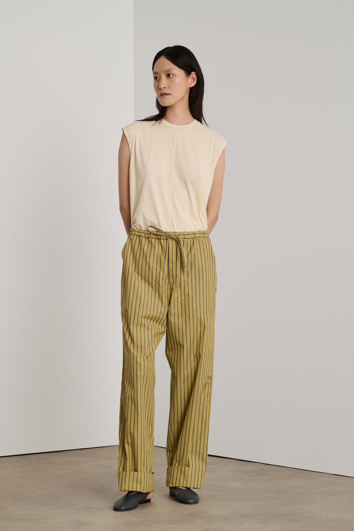 Pantalon Albert - Ocre/Vert - Coton - Femme vue 2