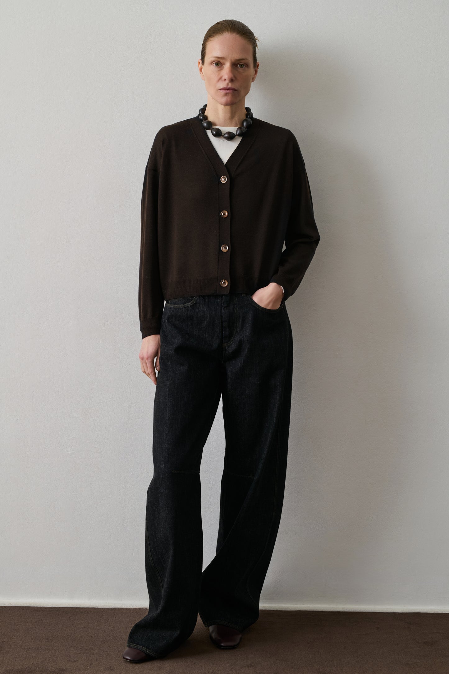 Cardigan Idem - Chocolat - Laine - Femme