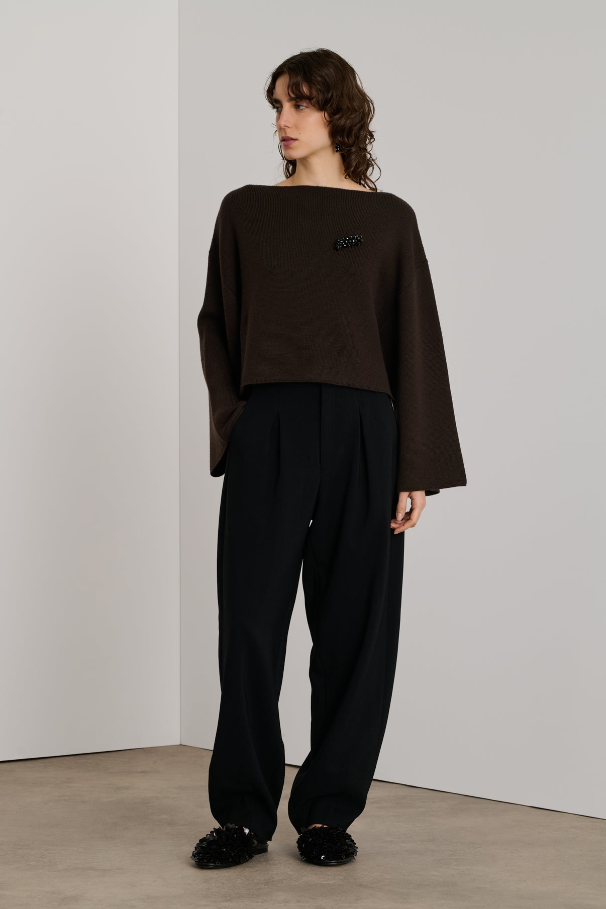 Pull Andrew - Marron - Laine Mérinos - Femme vue 3